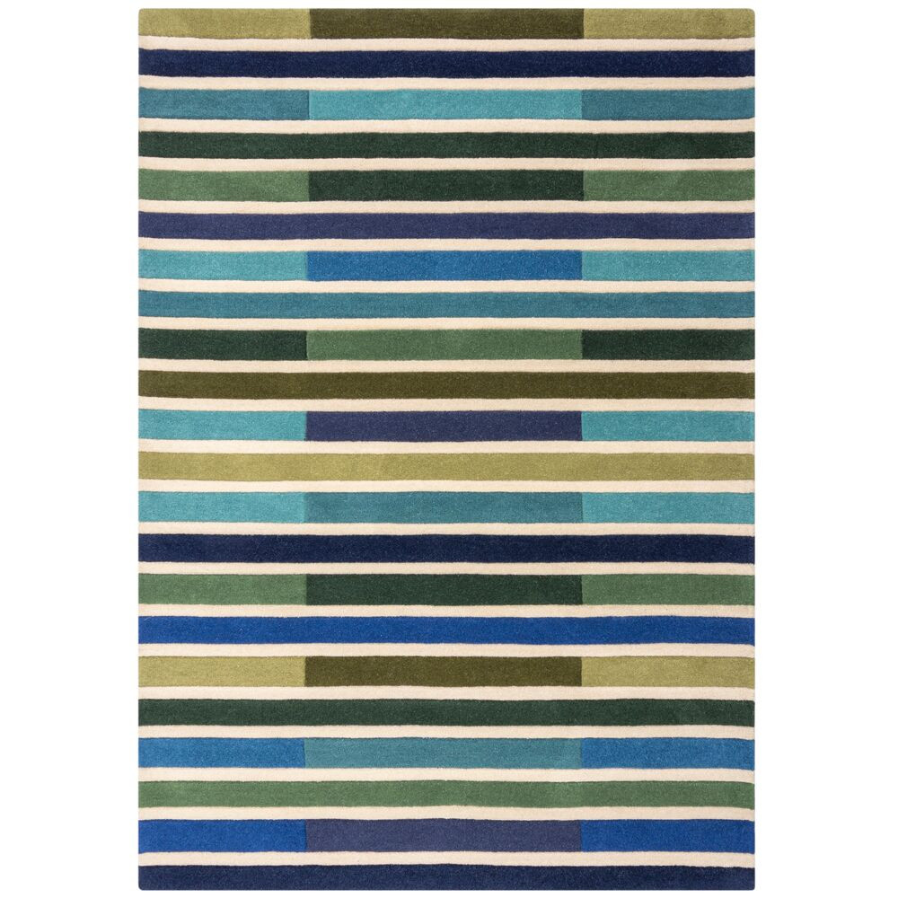 Flair Rugs, Ručne všívaný kusový koberec Illusion Piano Green/Multi, 120x170, modrá, viacfarebná, chodba / predsieň