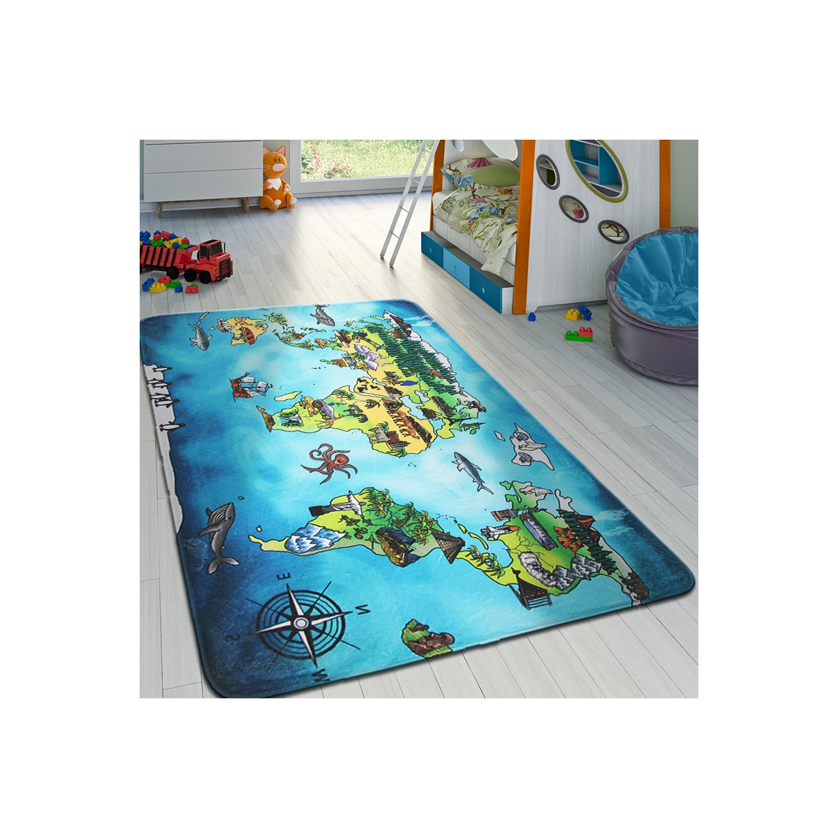 Protišmykový kusový koberec World map