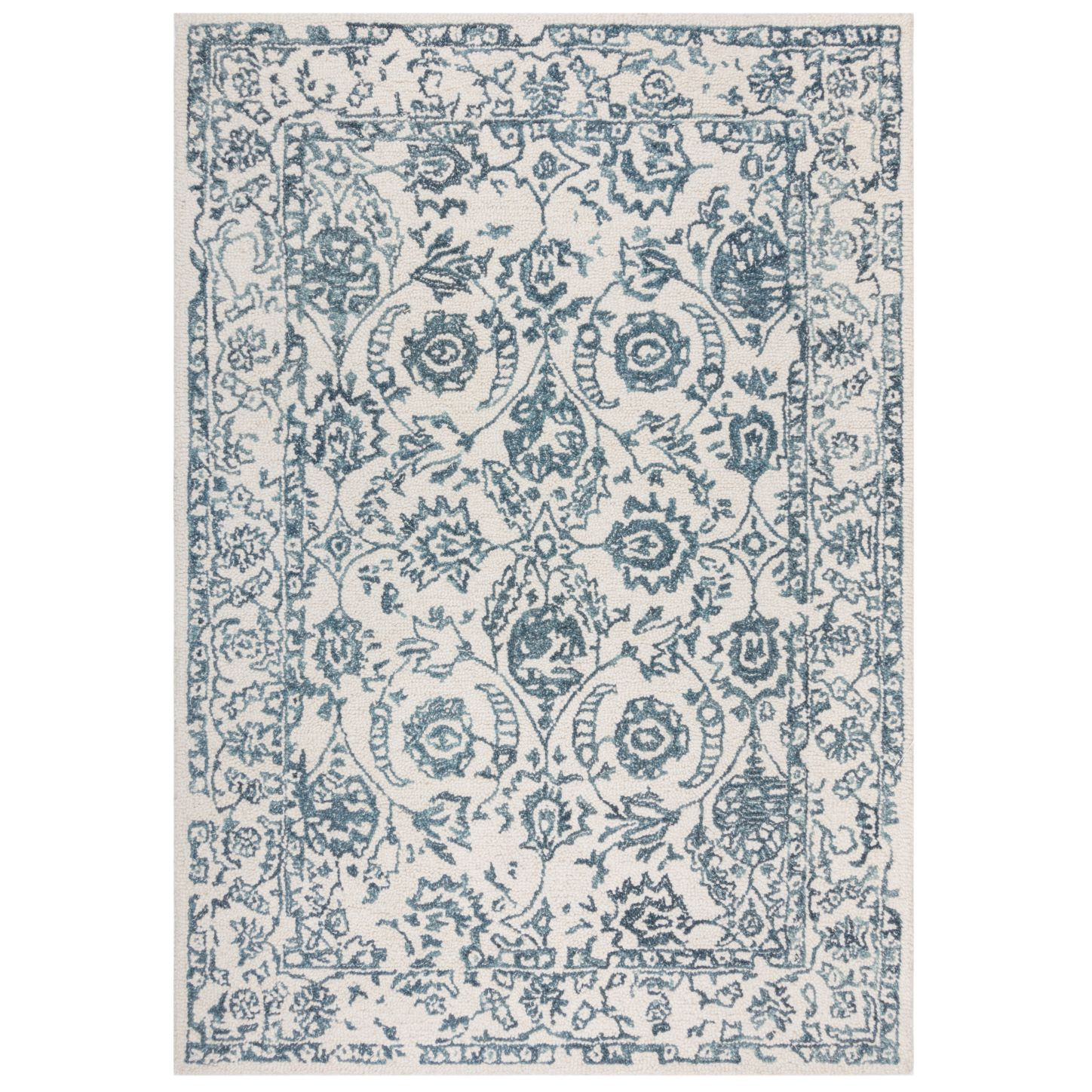Flair Rugs, Kusový koberec Wool Loop Yasmin Ivory/Blue, 160x230, modrá, kancelária