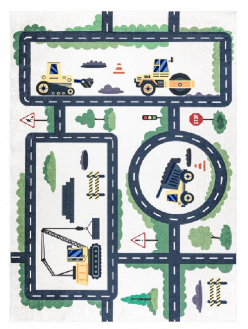 Dywany Łuszczów, Detský kusový koberec Bambino 2223 Streets cars cream, 160x220, béžová, detská izba