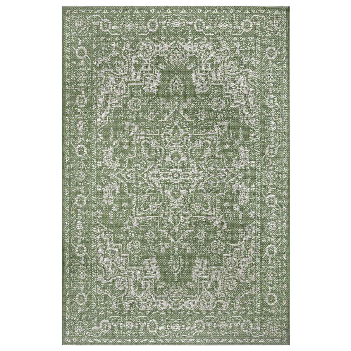 AKCIA: 120x170 cm Kusový orientálny koberec Flatweave 104810 Green/Cream – na von aj na doma