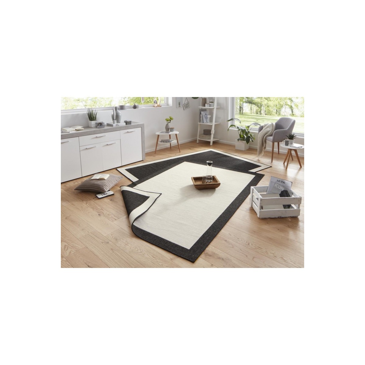 AKCIA: 80x250 cm Kusový koberec Twin-Wendeteppiche 103105 creme schwarz – na von aj na doma