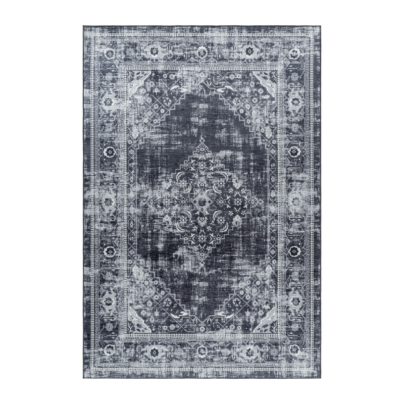 Ayyildiz, Kusový koberec Fiesta 4301 black, 80x250, čiernobiela, chodba / predsieň