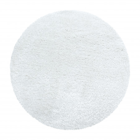 Ayyildiz, Kusový koberec Brilliant Shaggy 4200 Snow kruh, 160x160 (priemer) kruh, biela, obývacia izba
