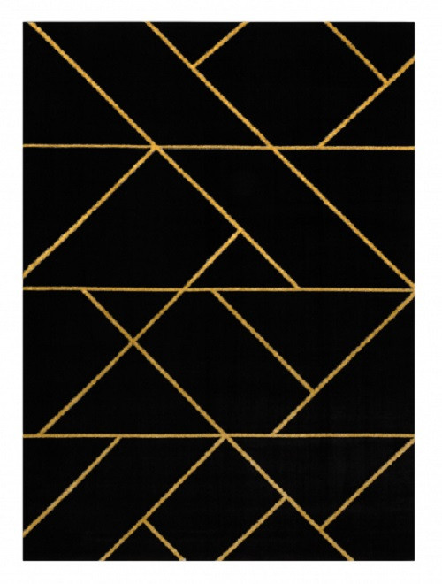 Dywany Łuszczów, Kusový koberec Emerald geometric 1012 black and gold, 140x190, čierna, chodba / predsieň