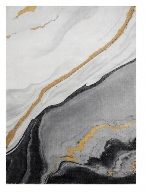 Dywany Łuszczów, Kusový koberec Emerald 1017 black and gold, 240x330, čiernobiela, kancelária