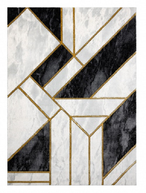 Dywany Łuszczów, Kusový koberec Emerald 1015 black and gold, 80x150, čiernobiela, kancelária