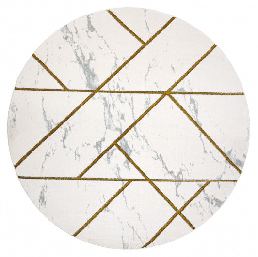 Dywany Łuszczów, Kusový koberec Emerald geometric 1012 cream and gold kruh, 200x200 (priemer) kruh, biela, obývacia izba