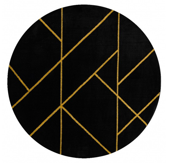 Dywany Łuszczów, Kusový koberec Emerald geometric 1012 black and gold kruh, 200x200 (priemer) kruh, čierna, chodba / predsieň