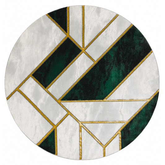 Dywany Łuszczów, Kusový koberec Emerald 1015 green and gold kruh, 200x200 (priemer) kruh, zelená, obývacia izba