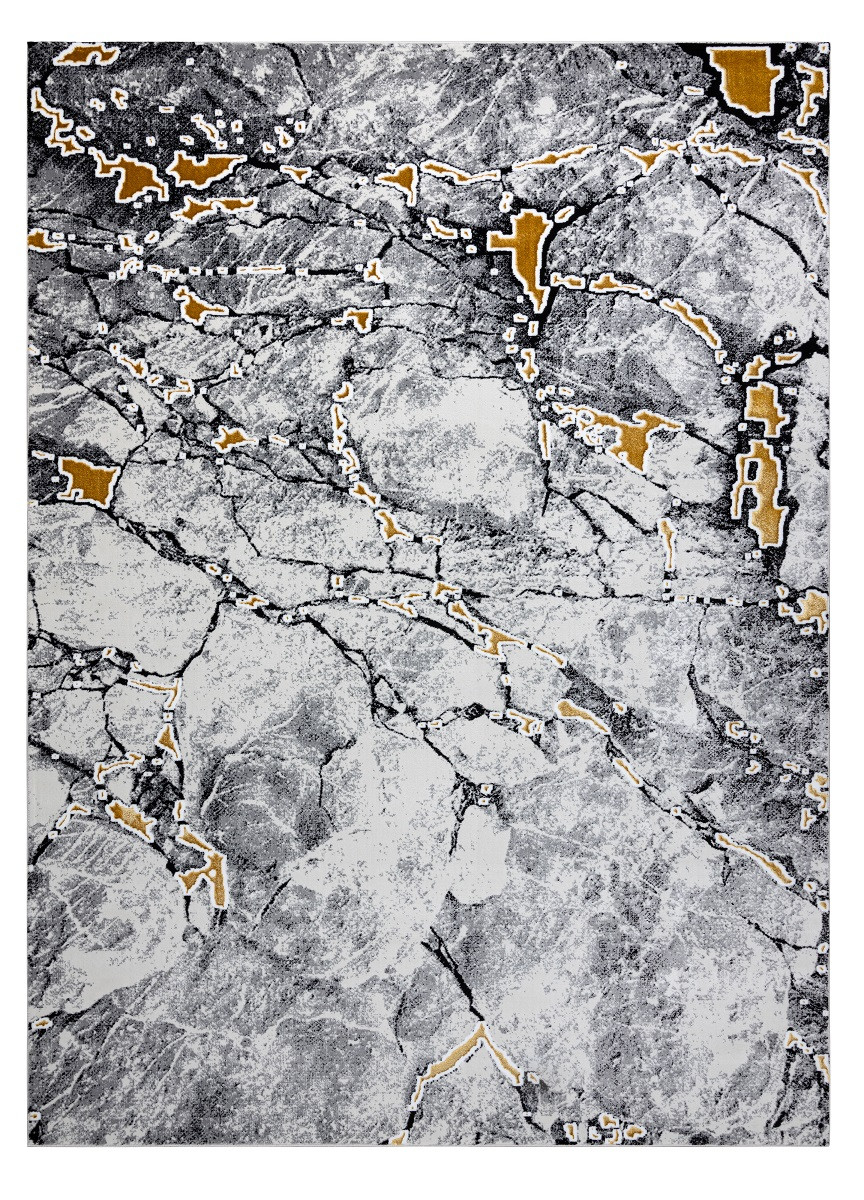 Dywany Łuszczów, Kusový koberec Gloss 528A 58 3D mramor ivory/black, 160x220, šedá, viacfarebná, kancelária