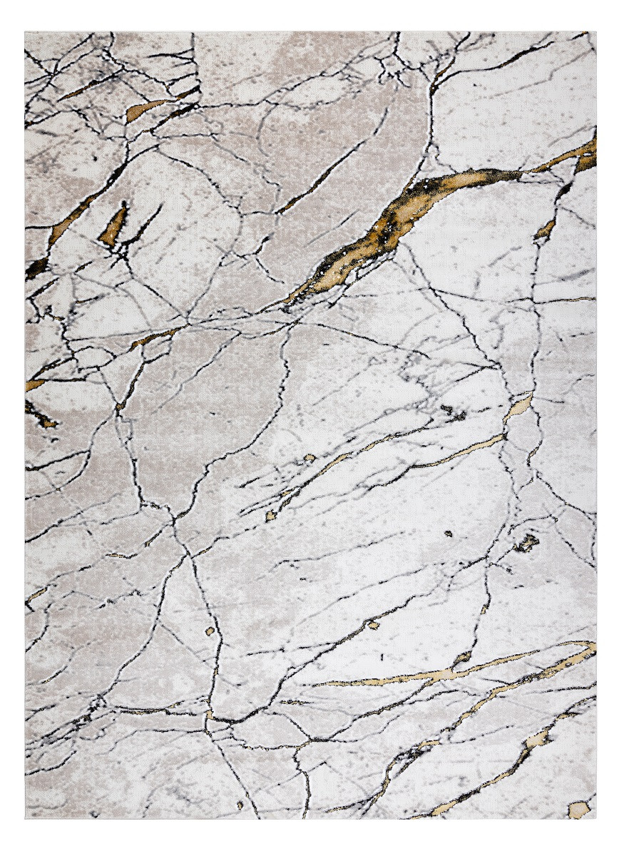 Dywany Łuszczów, Kusový koberec Gloss 529A 53 3D mramor ivory/beige, 180x270, biela, kancelária