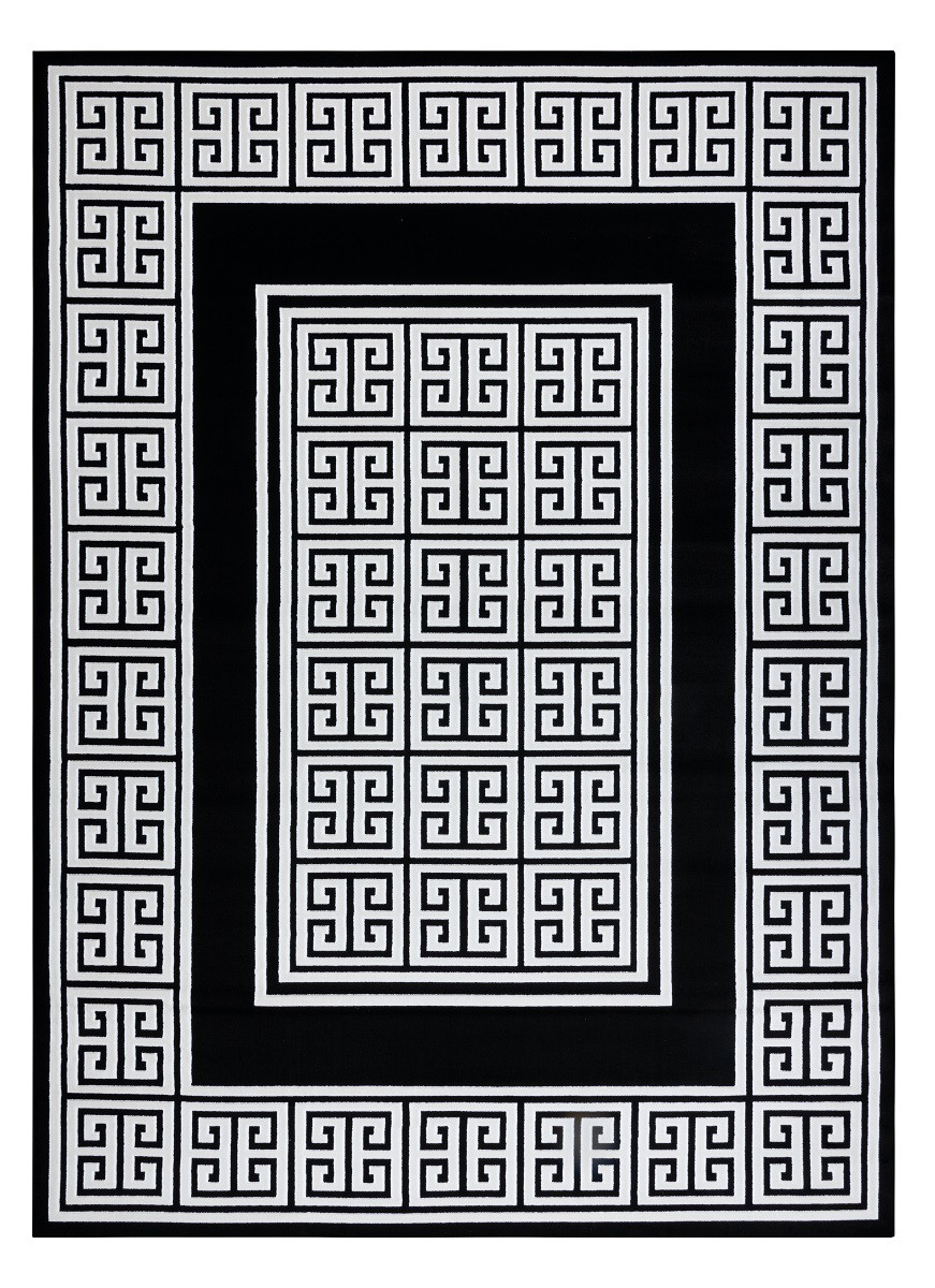 Dywany Łuszczów, Kusový koberec Gloss 6776 85 greek black/ivory, 240x330, čiernobiela, chodba / predsieň