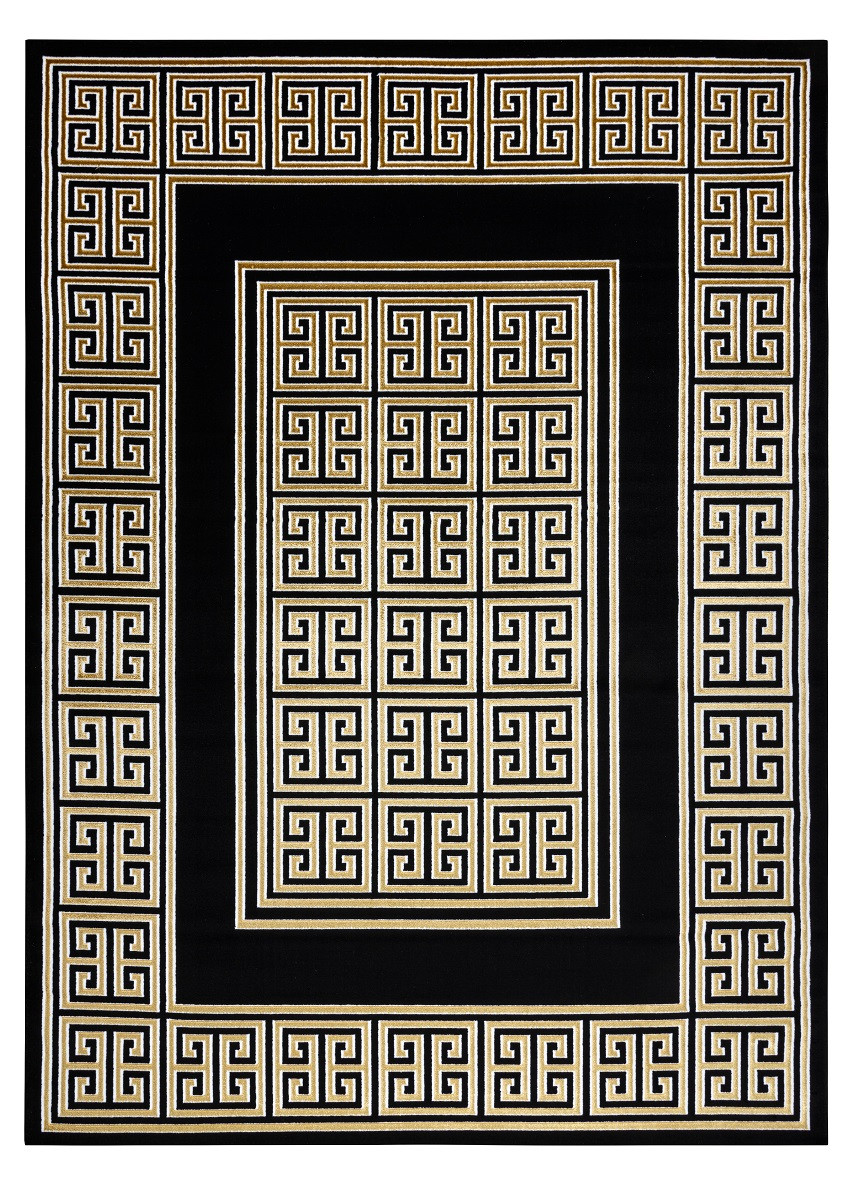 Dywany Łuszczów, Kusový koberec Gloss 6776 86 greek black/gold, 180x270, čierna, chodba / predsieň