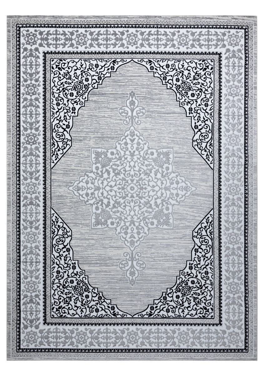 Dywany Łuszczów, Kusový koberec Gloss 8490 52 Ornament ivory/grey, 160x220, šedá, chodba / predsieň