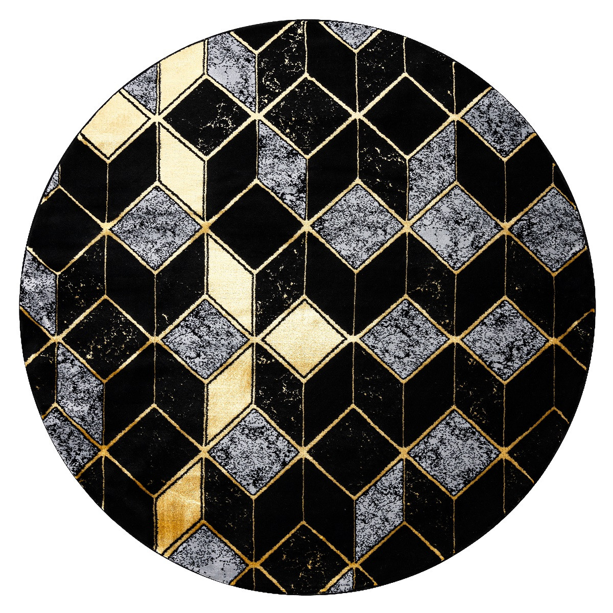 Kusový koberec Gloss 400B 86 3D geometric black/gold kruh - 150x150 (priemer) kruh cm Dywany Łuszczów 