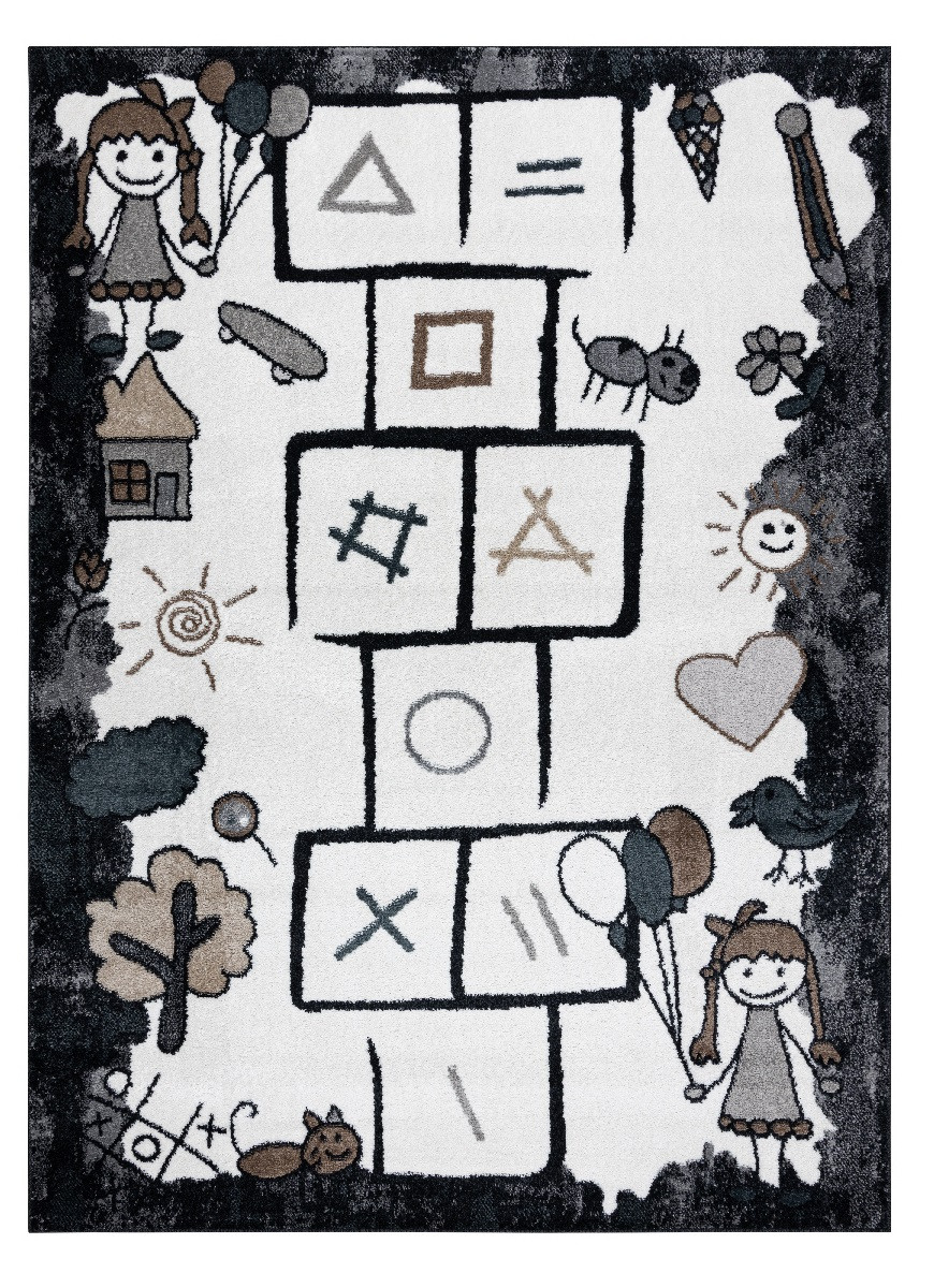 Dywany Łuszczów, Detský kusový koberec Fun Hop black, 180x270, čiernobiela, detská izba