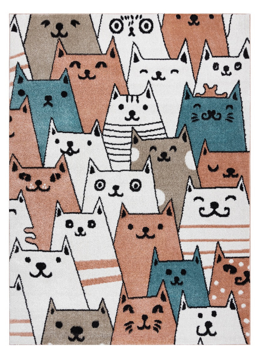Dywany Łuszczów, Detský kusový koberec Fun Gatti Cats pink, 80x150, ružová, detská izba