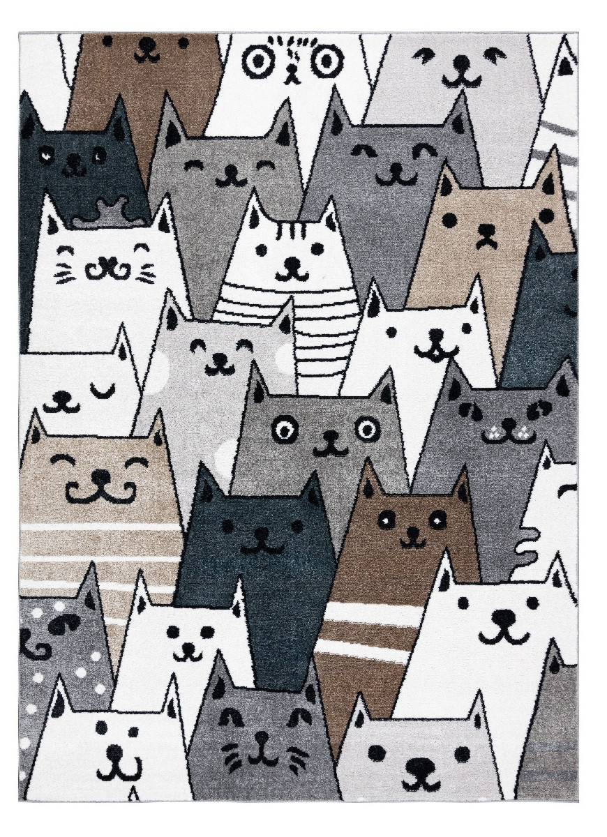 Dywany Łuszczów, Detský kusový koberec Fun Gatti Cats multi, 120x170, šedá, detská izba