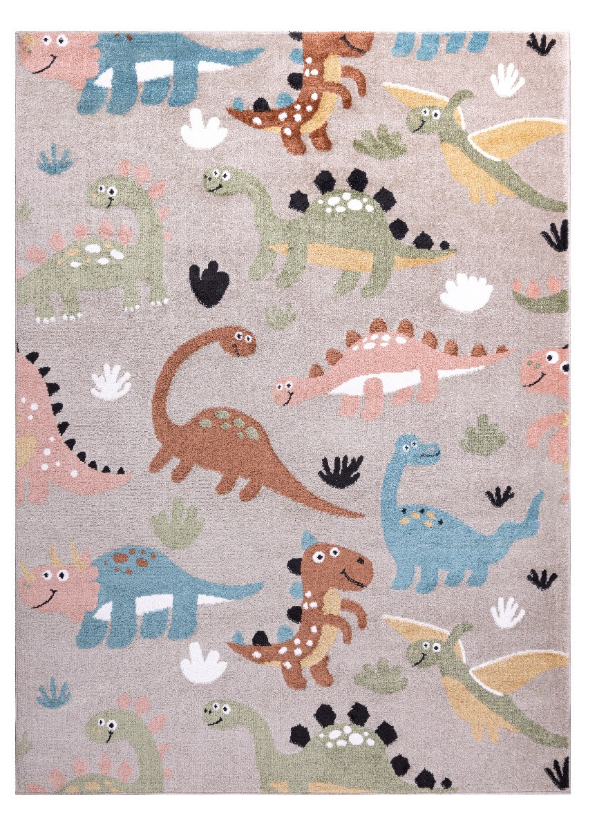 Dywany Łuszczów, Detský kusový koberec Fun Dino beige, 80x150, viacfarebná, detská izba