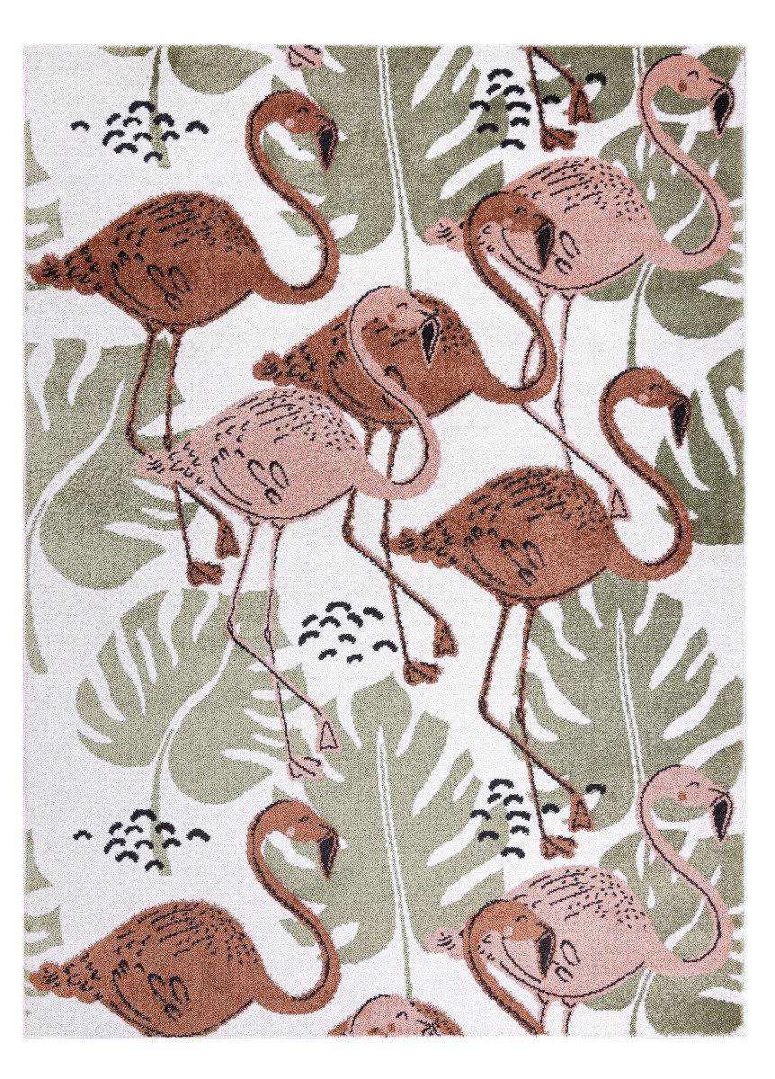 Dywany Łuszczów, Detský kusový koberec Fun Flami Flamingos cream, 80x150, viacfarebná, detská izba