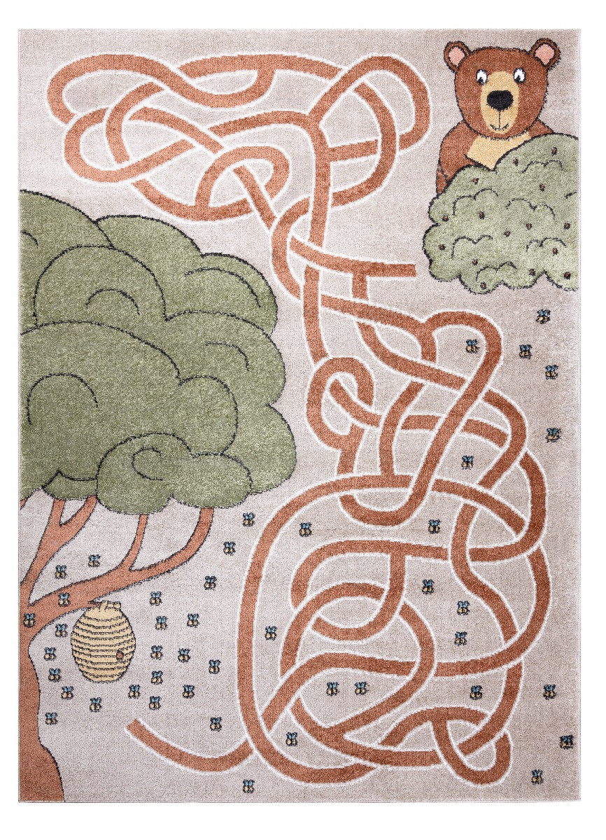Dywany Łuszczów, Detský kusový koberec Fun Honey with Bear beige, 200x290, hnedá, detská izba