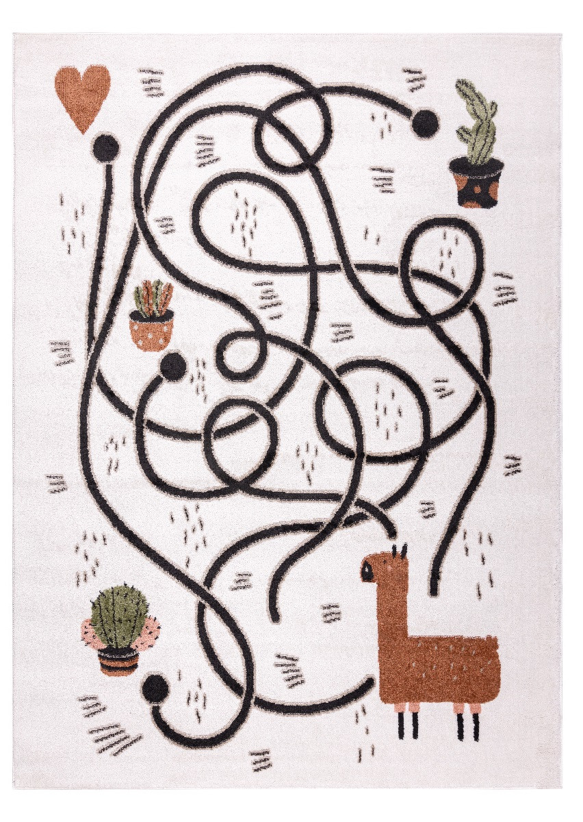 Dywany Łuszczów, Detský kusový koberec Fun Game llama cream, 200x290, biela, detská izba