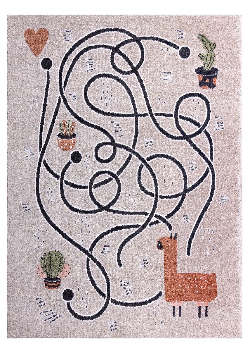 Dywany Łuszczów, Detský kusový koberec Fun Game llama beige, 200x290, béžová, detská izba