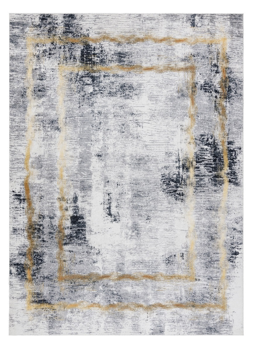 Dywany Łuszczów, Kusový koberec ANDRE Frame 1065, 120x170, šedá, žltá, chodba / predsieň