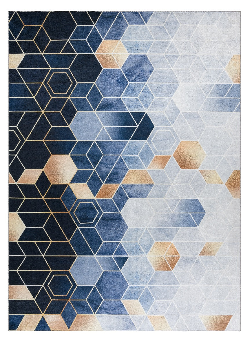 Dywany Łuszczów, Kusový koberec ANDRE Geometric 1216, 160x220, modrá, chodba / predsieň