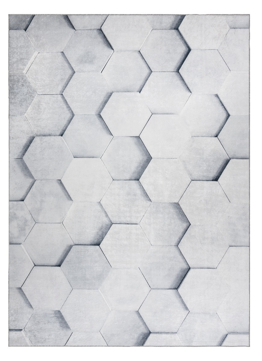 Dywany Łuszczów, Kusový koberec ANDRE Hexagon 3D 1180, 160x220, šedá, chodba / predsieň