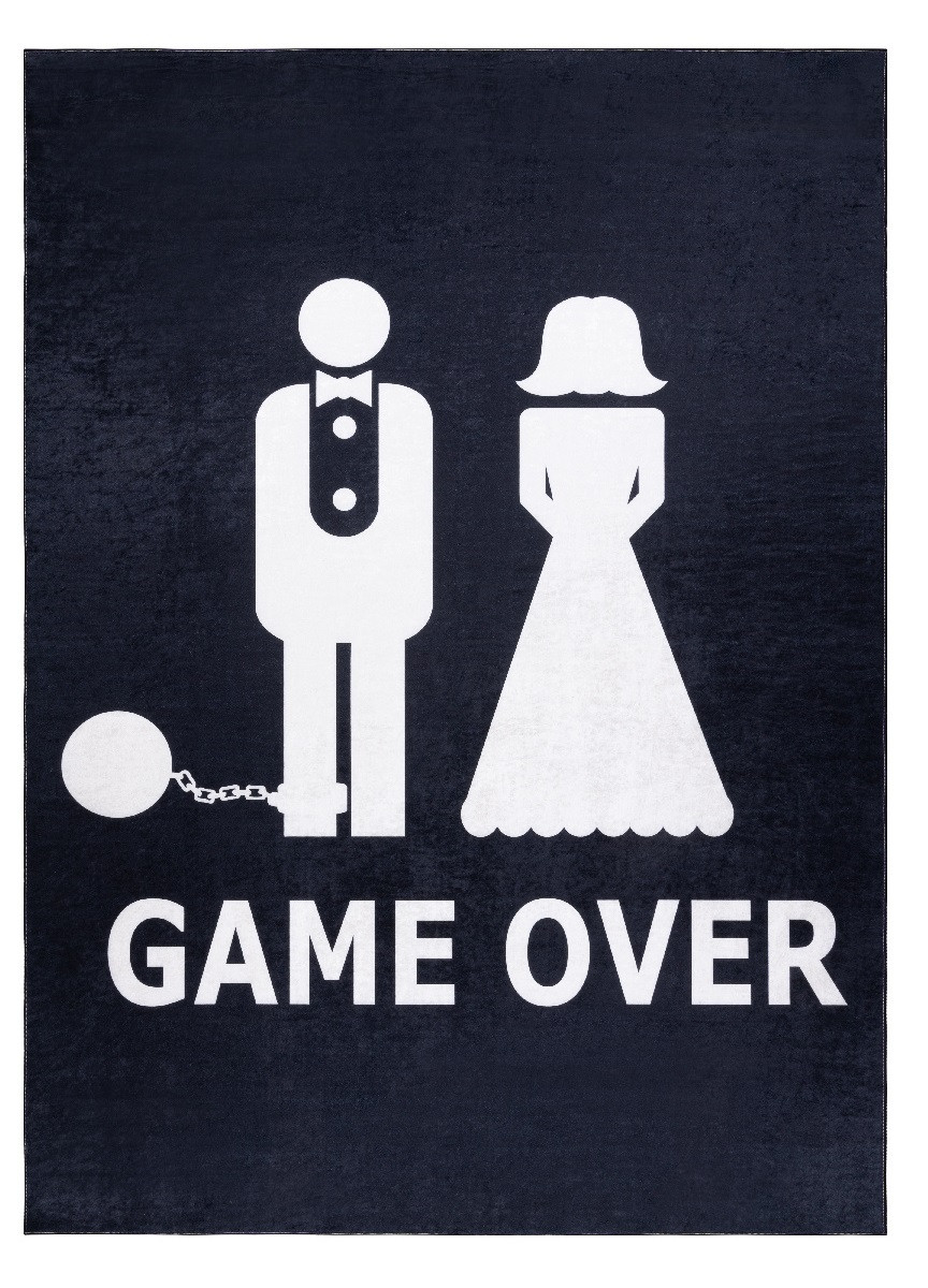 Dywany Łuszczów, Kusový koberec Bambino 2104 Game Over black, 160x220, čiernobiela, chodba / predsieň