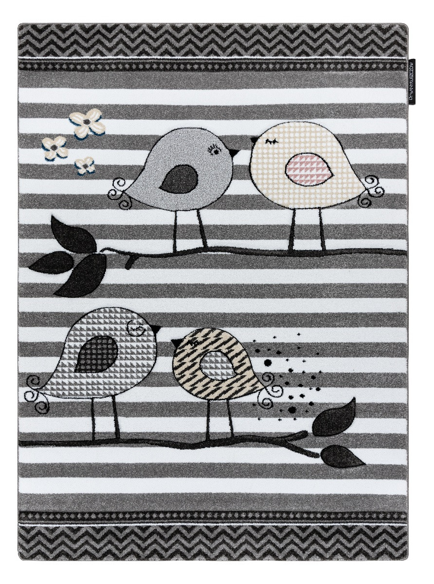 Dywany Łuszczów, Detský kusový koberec Petit C549 Birds grey, 160x220, šedá, detská izba