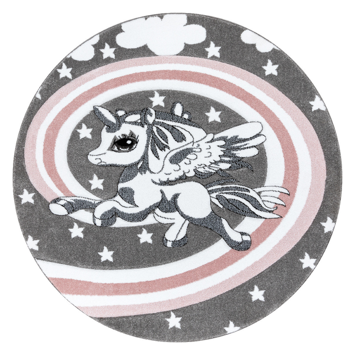 Dywany Łuszczów, Detský kusový koberec Petit Pony grey kruh, 120x120 (priemer) kruh, ružová, detská izba