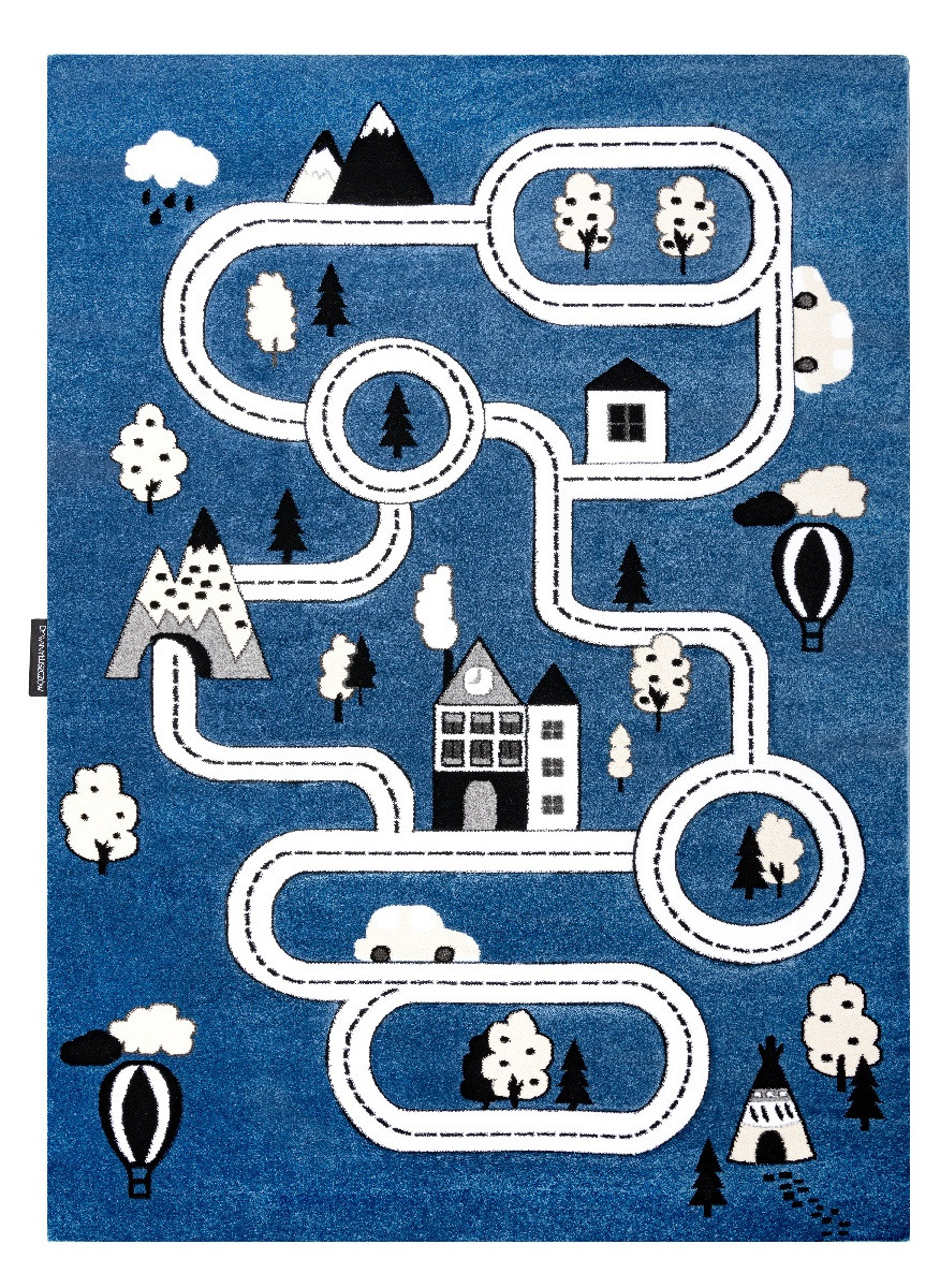 Dywany Łuszczów, Detský kusový koberec Petit Town streets blue, 140x190, modrá, detská izba