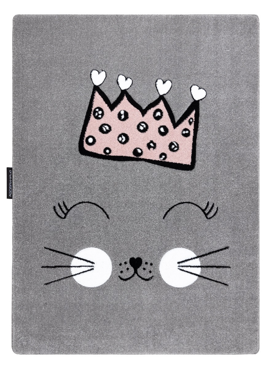 Dywany Łuszczów, Detský kusový koberec Petit Cat crown grey, 140x190, šedá, detská izba