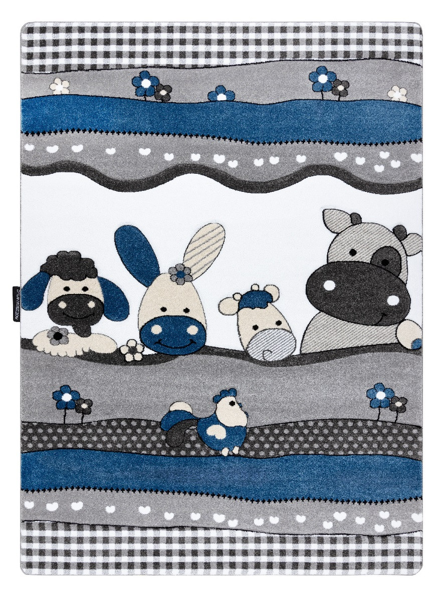 Detský kusový koberec Petit Farm animals blue - 160x220 cm Dywany Łuszczów 