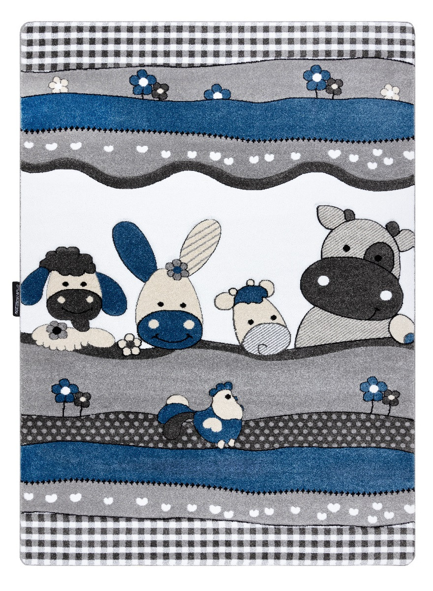 Dywany Łuszczów, Detský kusový koberec Petit Farm animals blue, 200x290, modrá, detská izba