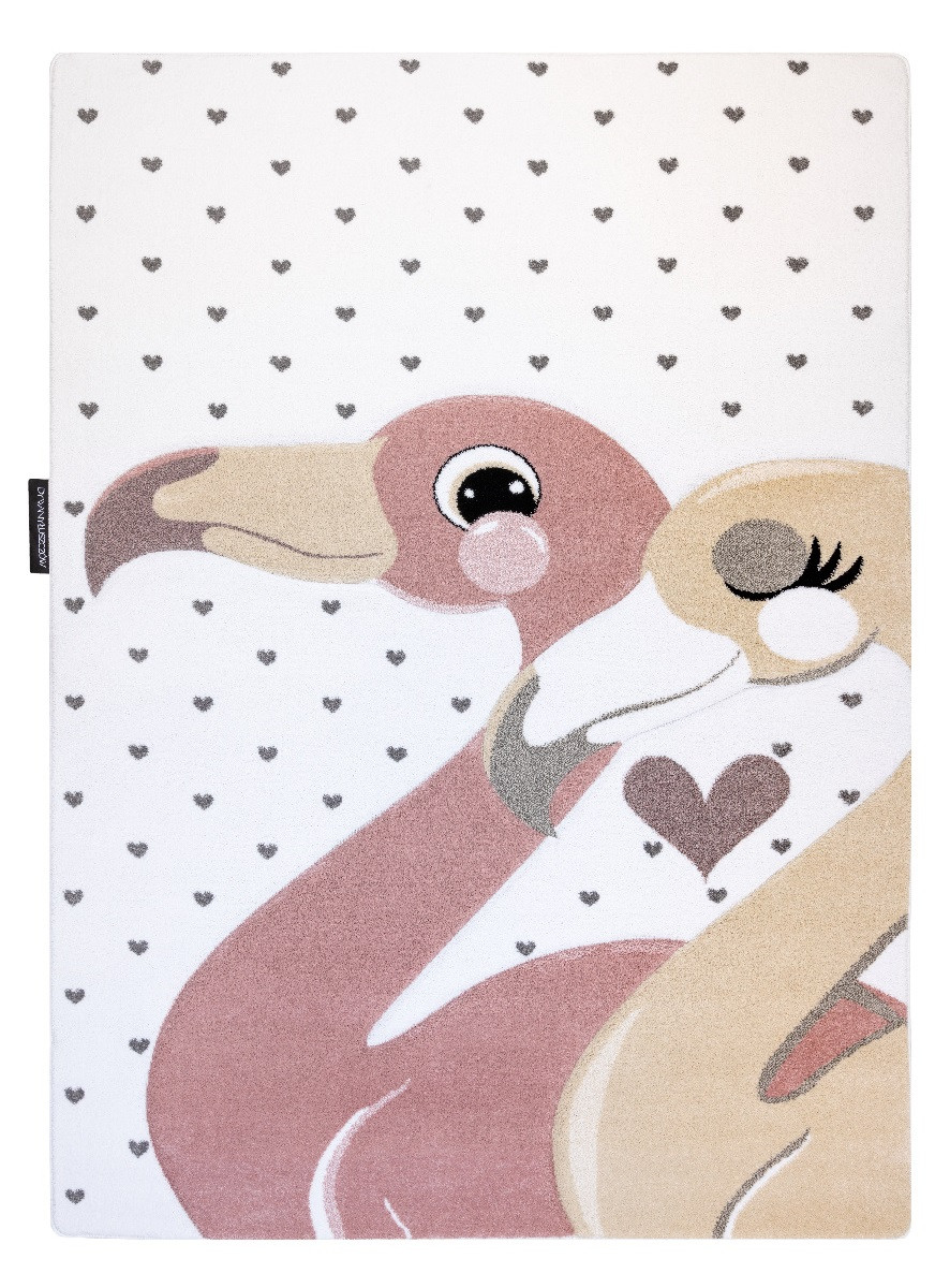 Detský kusový koberec Petit Flamingos hearts cream - 180x270 cm Dywany Łuszczów 