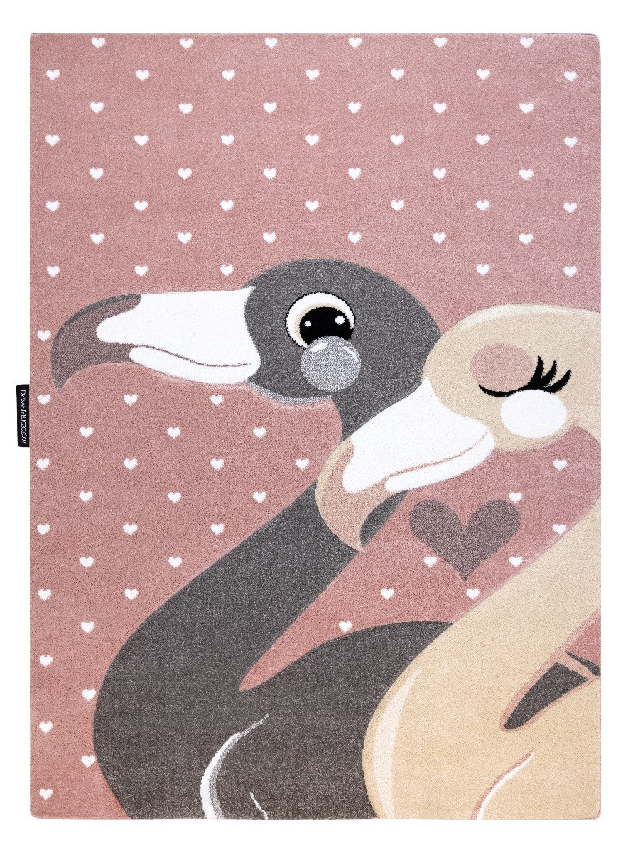 Dywany Łuszczów, Detský kusový koberec Petit Flamingos hearts pink, 140x190, ružová, detská izba