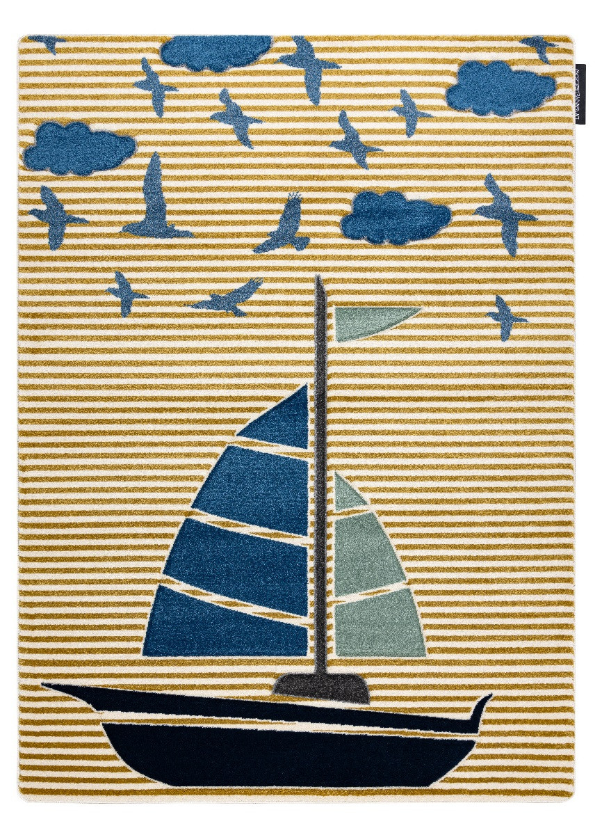 Detský kusový koberec Petit Sail boat gold - 160x220 cm Dywany Łuszczów 