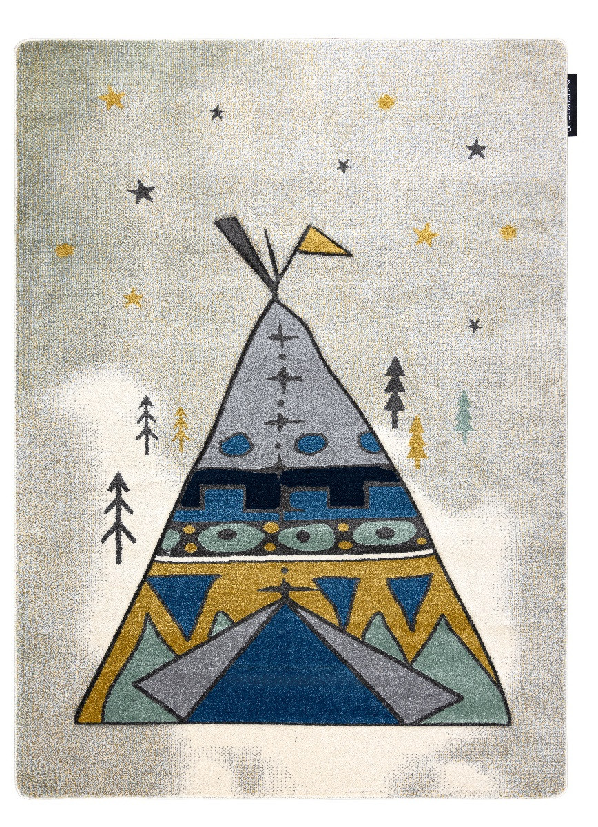 Dywany Łuszczów, Detský kusový koberec Petit Tipi grey, 120x170, modrá, detská izba