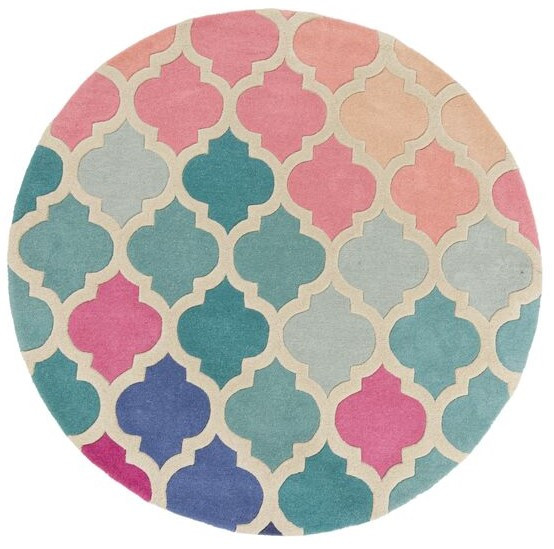 Ručne všívaný kusový koberec Illusion Rosella Pink/Blue kruh - 160x160 (priemer) kruh cm Flair Rugs koberce 
