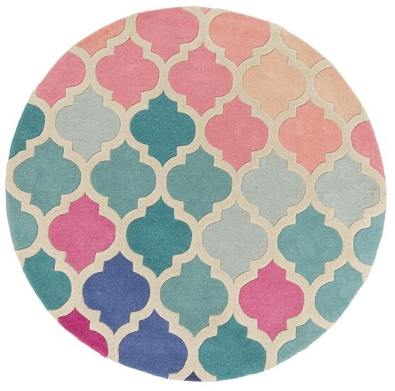 Flair Rugs, Ručne všívaný kusový koberec Illusion Rosella Pink/Blue kruh, 160x160 (priemer) kruh, viacfarebná, obývacia izba