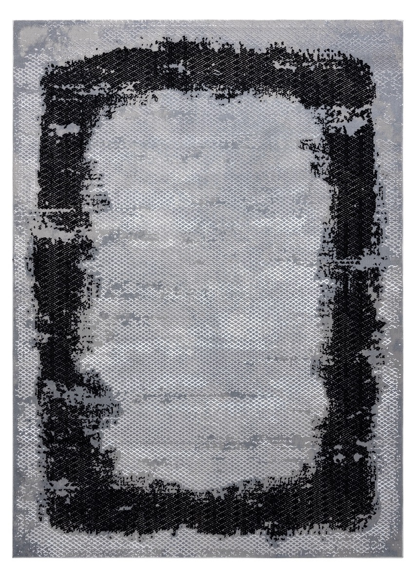 Dywany Łuszczów, Kusový koberec Core A004 Frame black/light grey, 120x170, šedá, chodba / predsieň