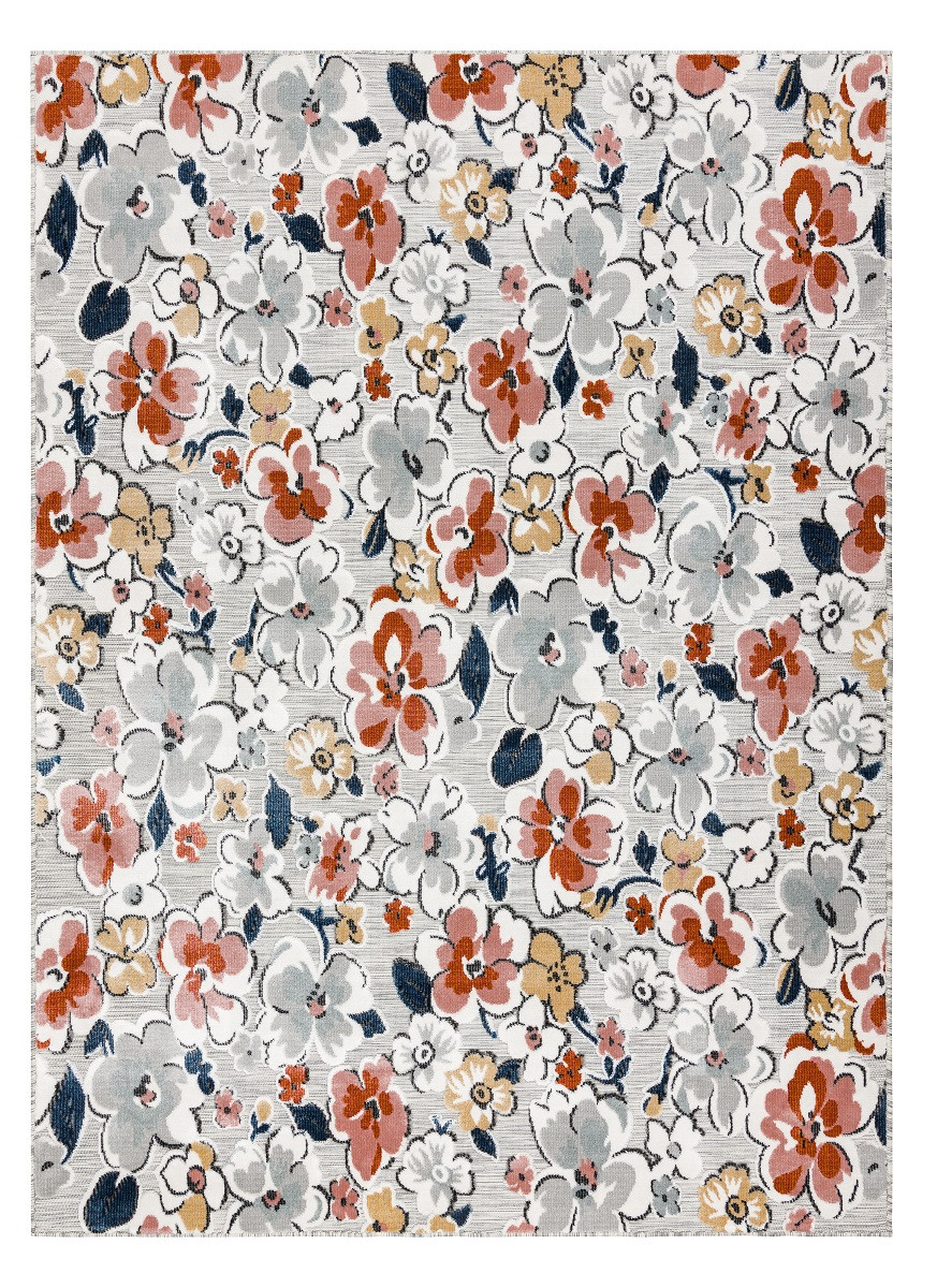 Kusový koberec Botanic 65239 flowers grey – na von aj na doma - 157x220 cm Dywany Łuszczów 