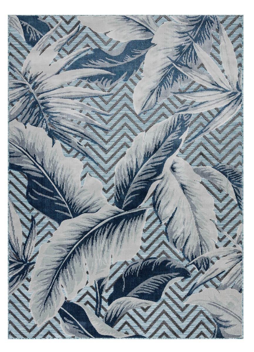 Kusový koberec Botanic 65242 Feathers aqua – na von aj na doma - 78x150 cm Dywany Łuszczów 