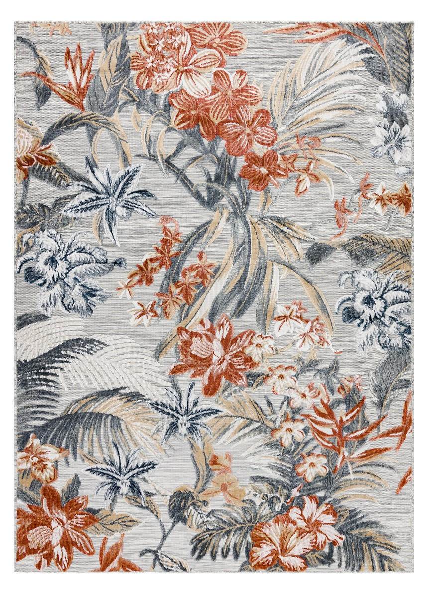 Kusový koberec Botanic 65262 flowers grey – na von aj na doma - 117x170 cm Dywany Łuszczów 