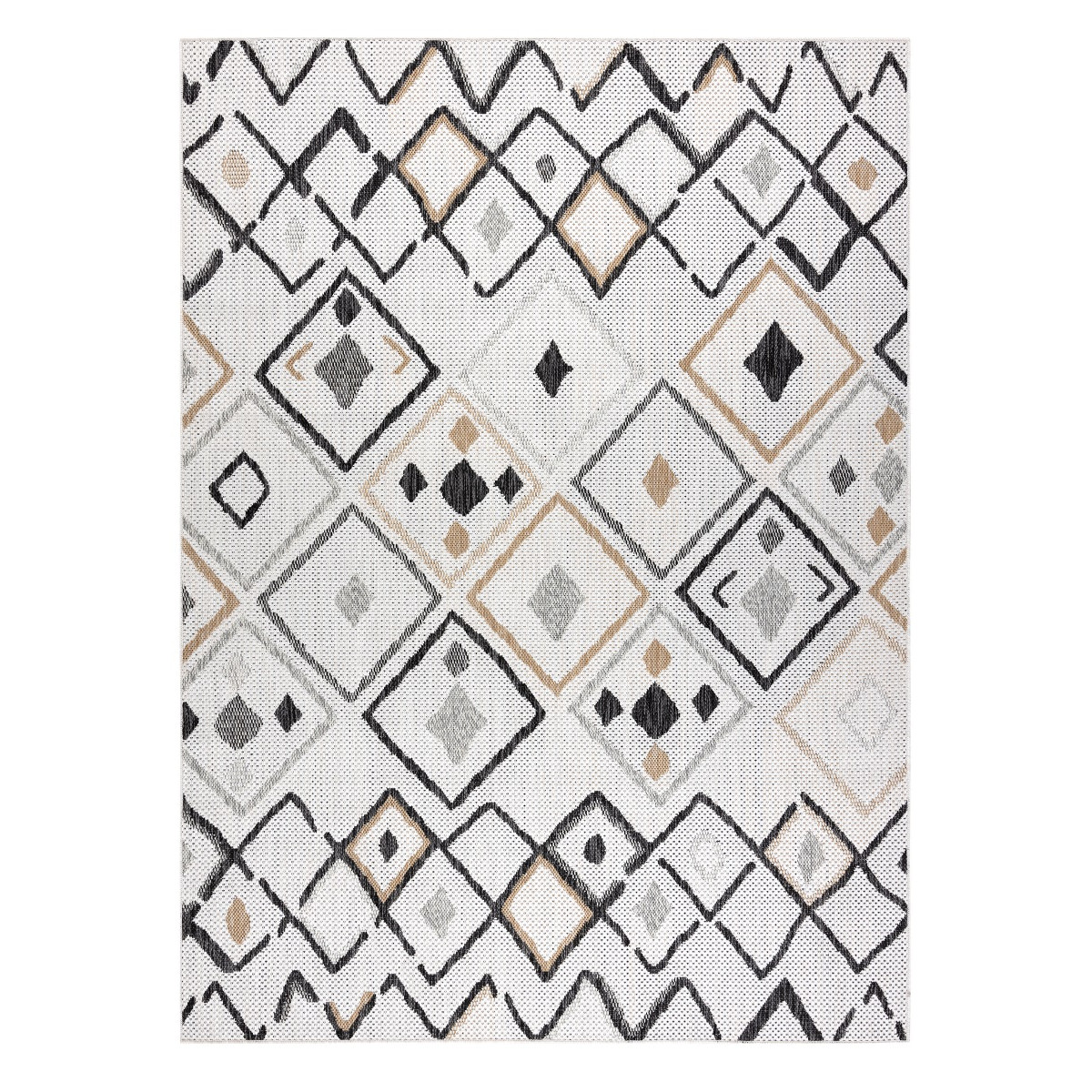 Kusový koberec Cooper Sisal Diamonds 22236 ecru/black