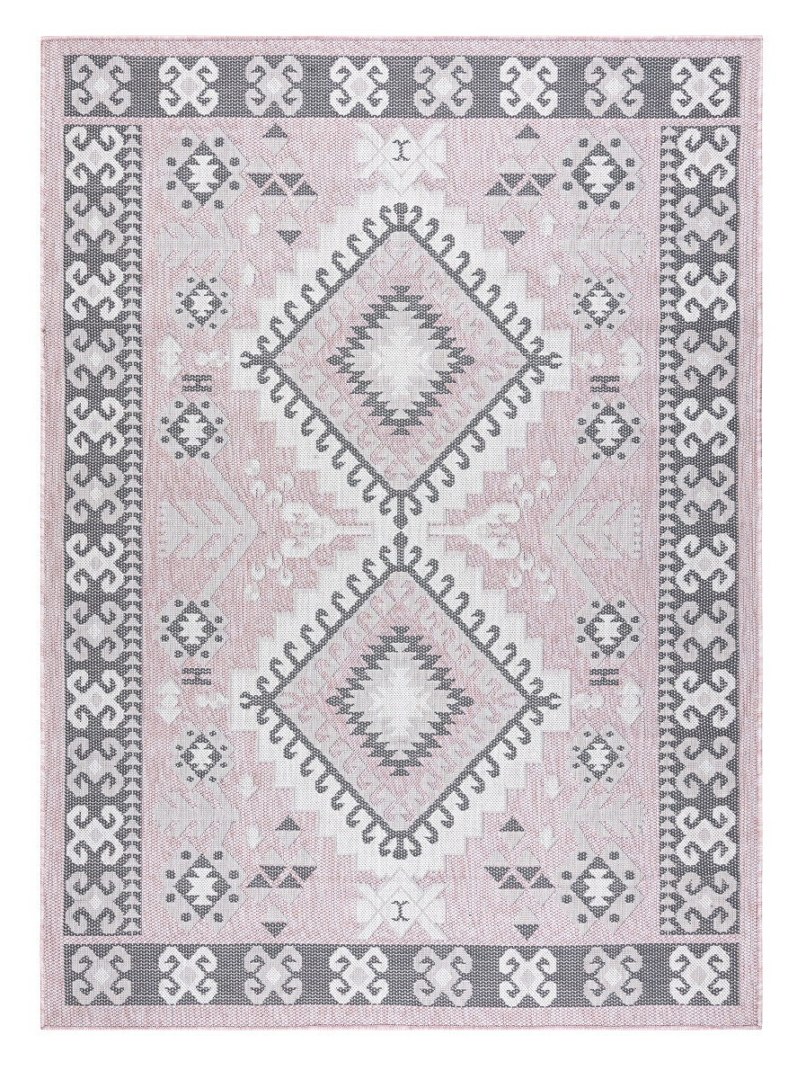 Dywany Łuszczów, Kusový koberec Sion Sisal Aztec 3007 pink/ecru – na von aj na doma, 160x220, ružová, chodba / predsieň
